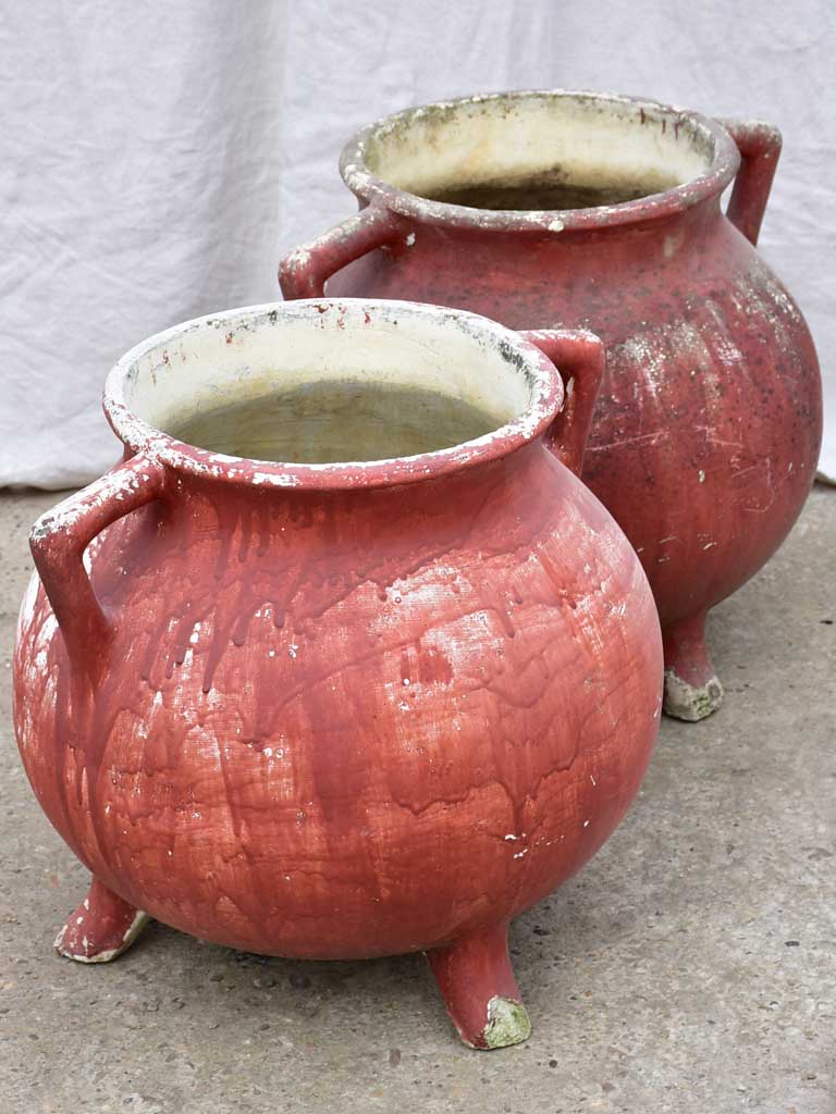 Pair of Willy Guhl planters with red paint finish