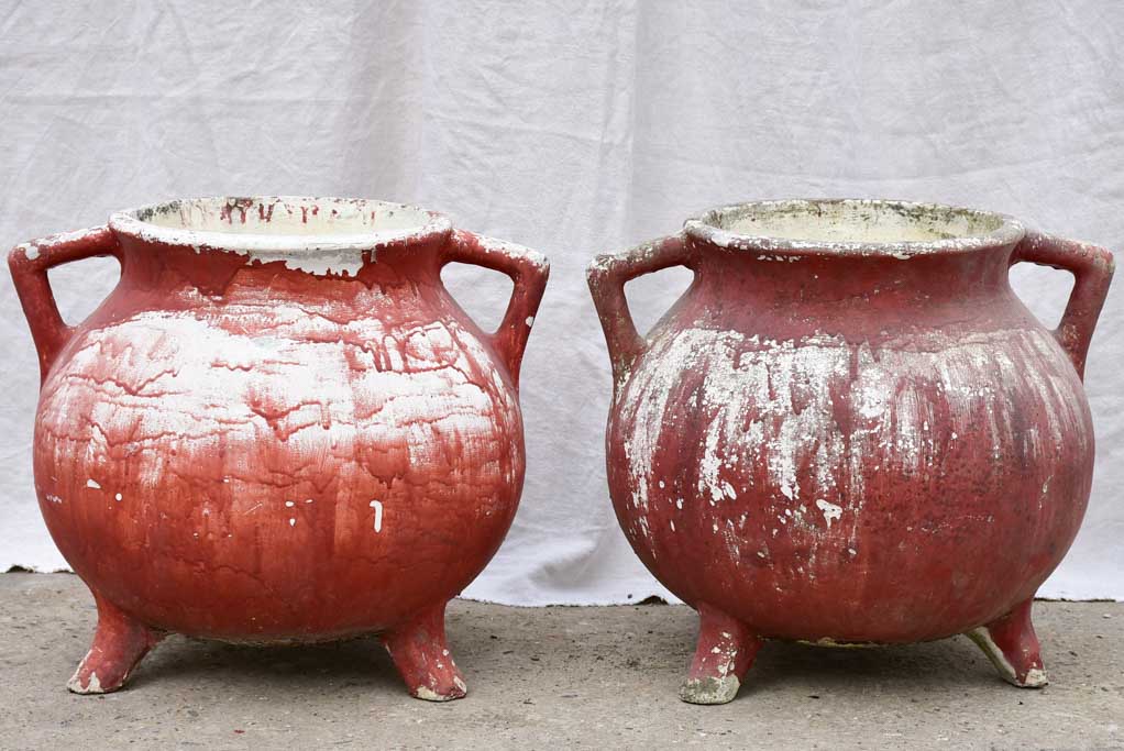 Pair of Willy Guhl planters with red paint finish