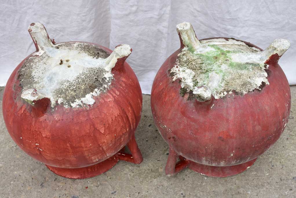 Pair of Willy Guhl planters with red paint finish