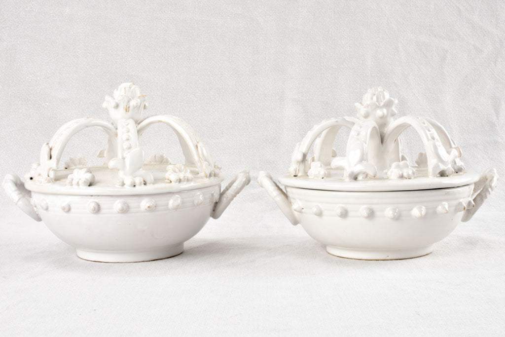 Pair of Émile Tessier tureens with crown lids 1950s