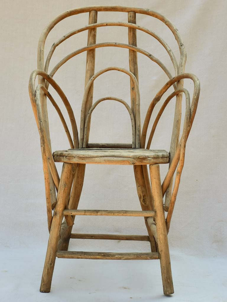 1920's French winter garden armchair - bent wood hazelnut