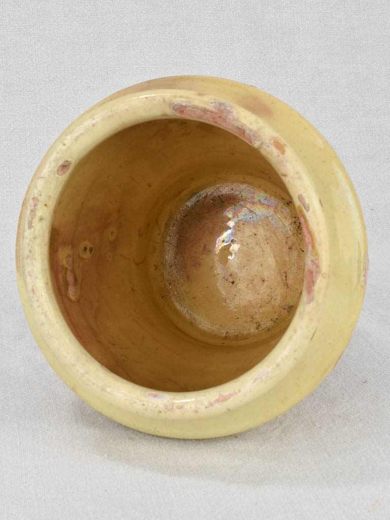 Antique French pot with yellow glaze 7"