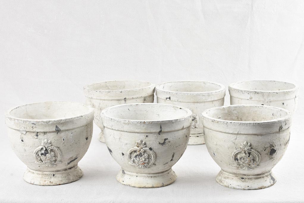 Set of 6 vintage cachepots - plaster 6¾"