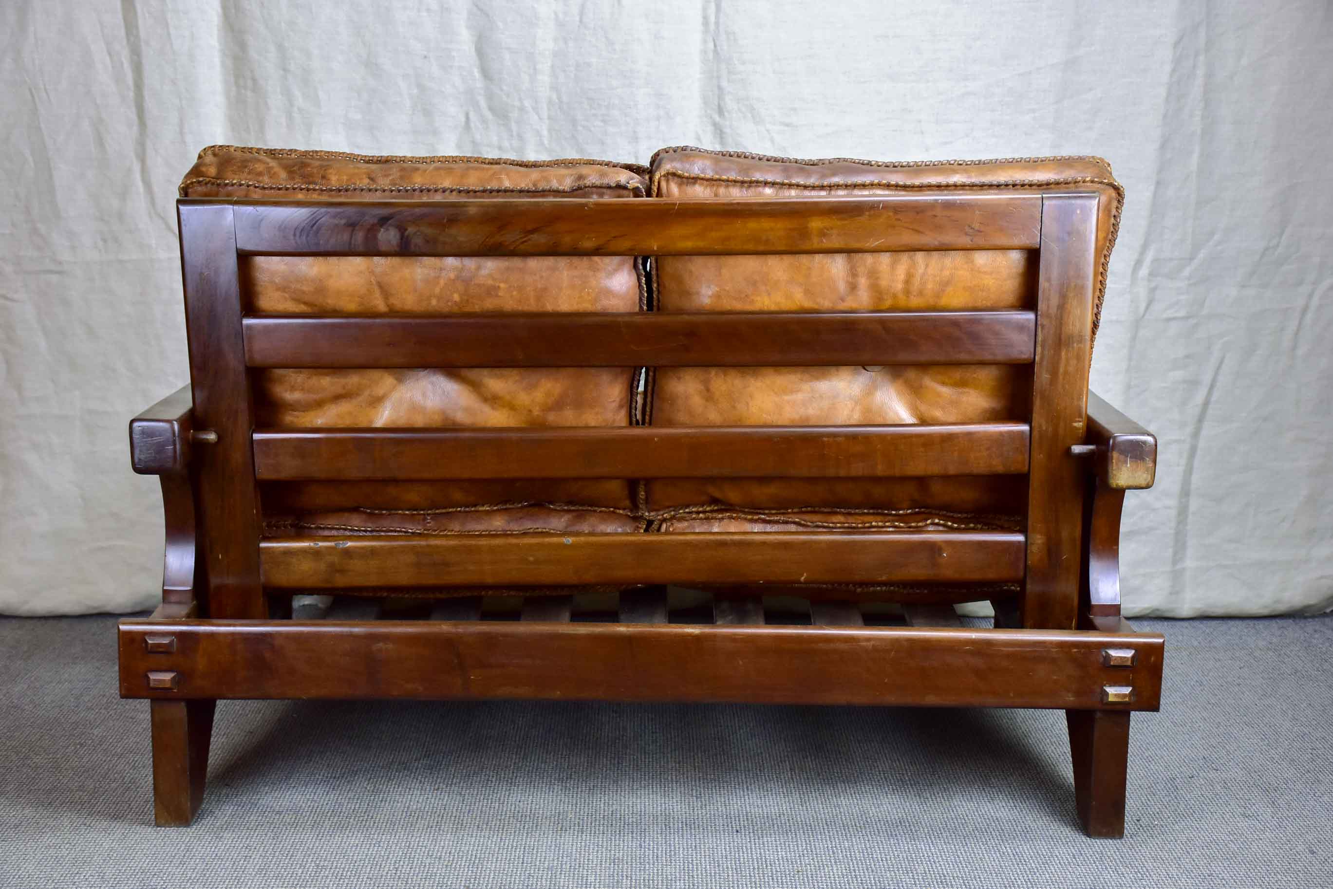 1960's Brazilian leather sofa set - two and three seat