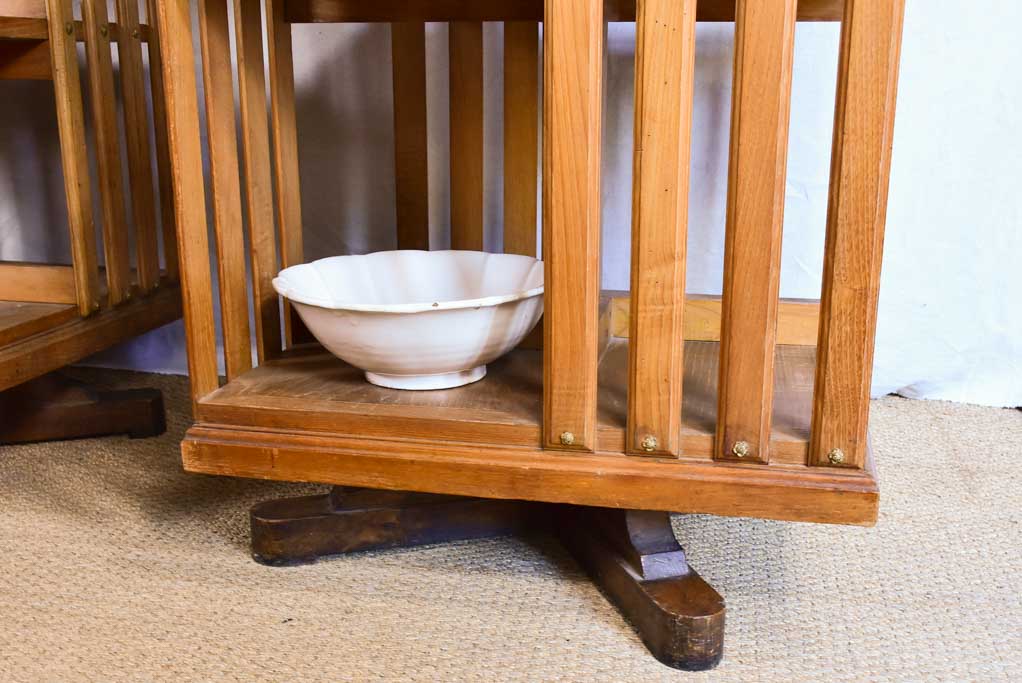 Rare pair of early 20th-century revolving bookshelves - oak 72"