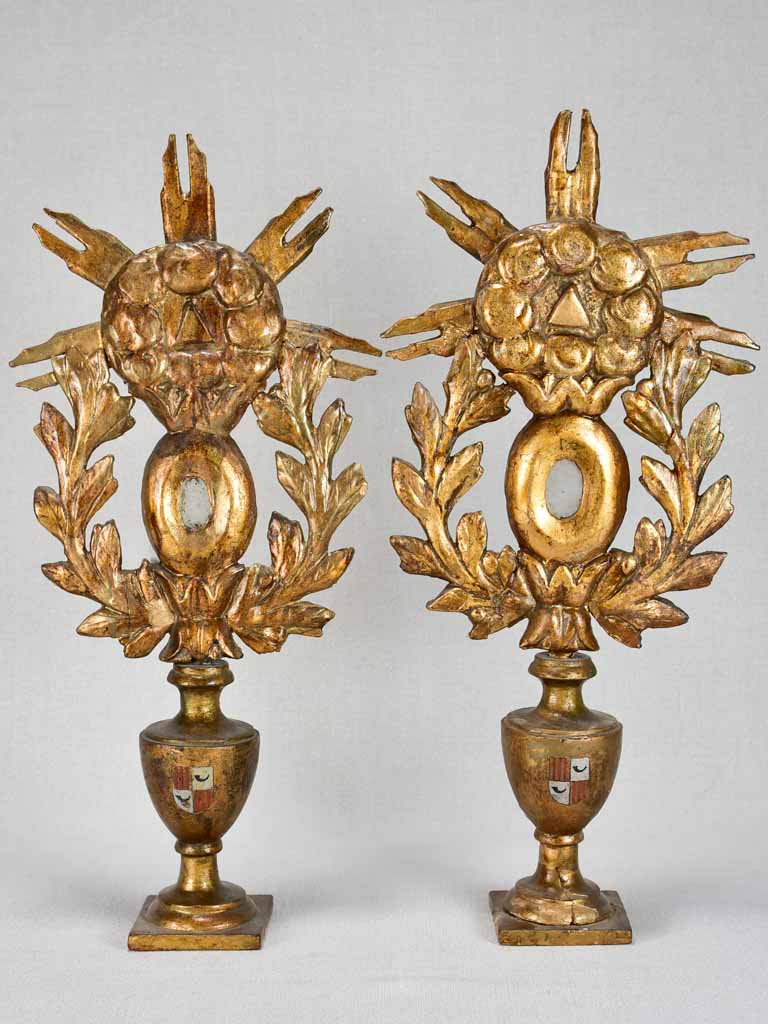 Pair of 18th-century French gilt-wood reliquaries 20"