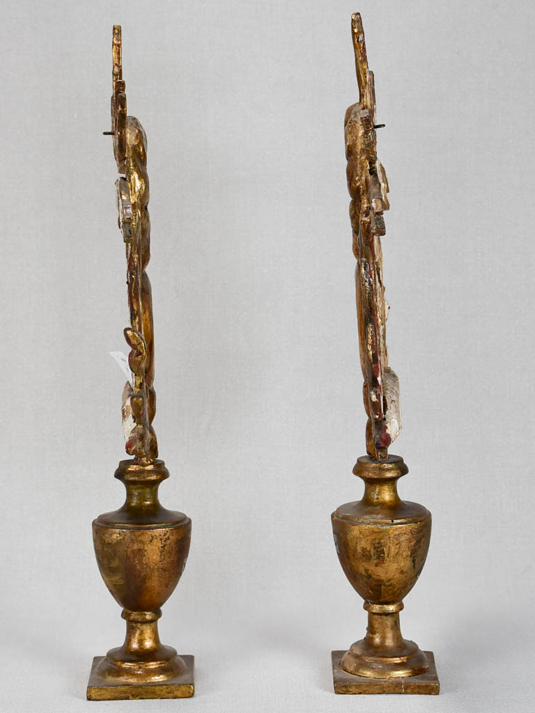 Pair of 18th-century French gilt-wood reliquaries 20"