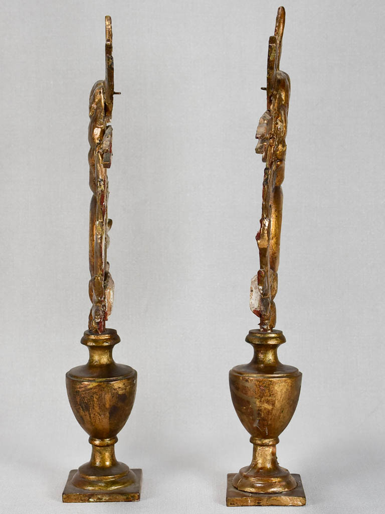 Pair of 18th-century French gilt-wood reliquaries 20"