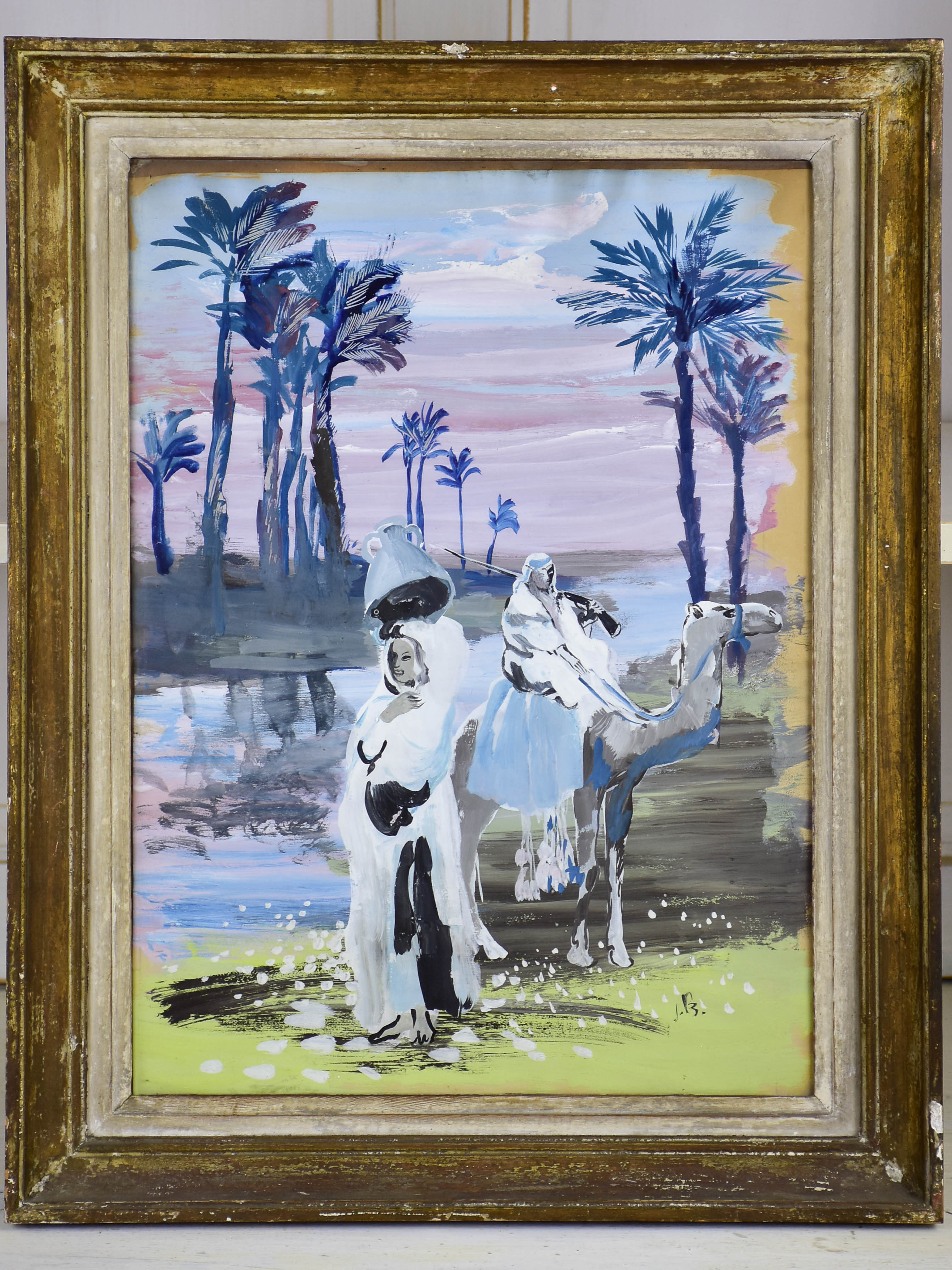 Antique water colour painting - oriental scene