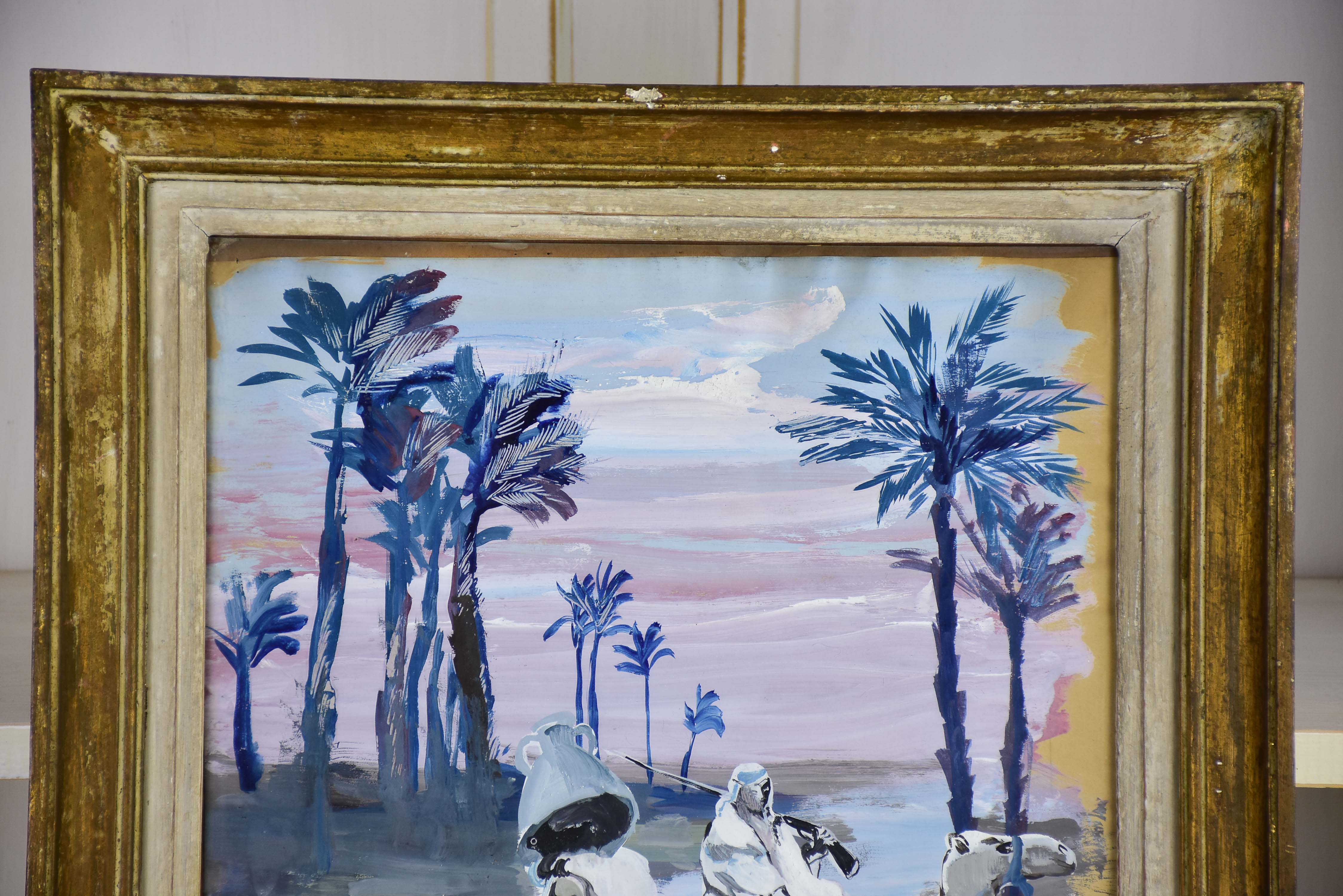 Antique water colour painting - oriental scene 24” x 19”