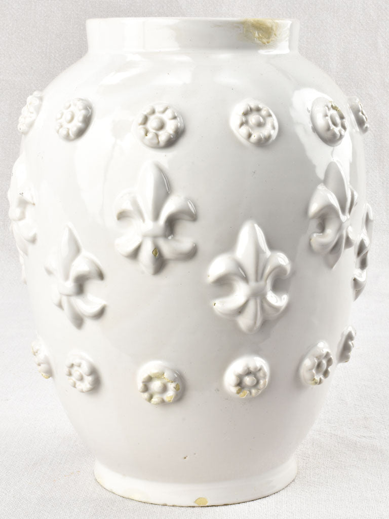 Large 1950s Émile Tessier vase with Fleur de Lys 11½"
