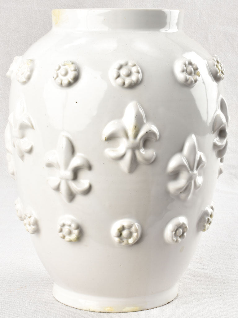 Large 1950s Émile Tessier vase with Fleur de Lys 11½"