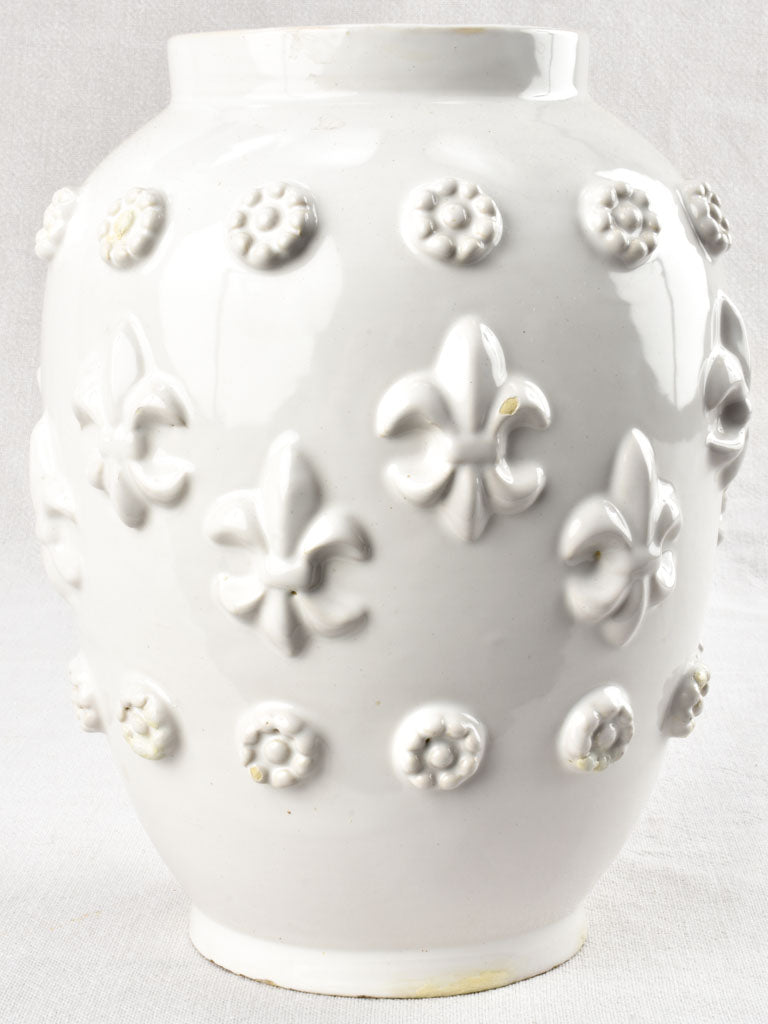 Large 1950s Émile Tessier vase with Fleur de Lys 11½"