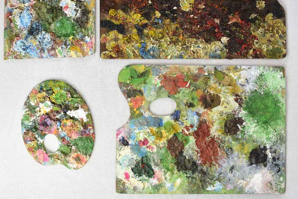 Collection of 6 vintage and antique French artist's paint palettes