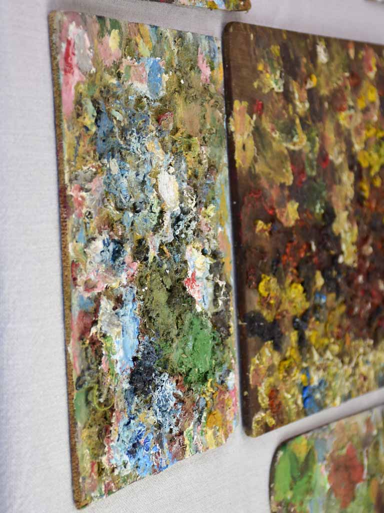 Collection of 6 vintage and antique French artist's paint palettes