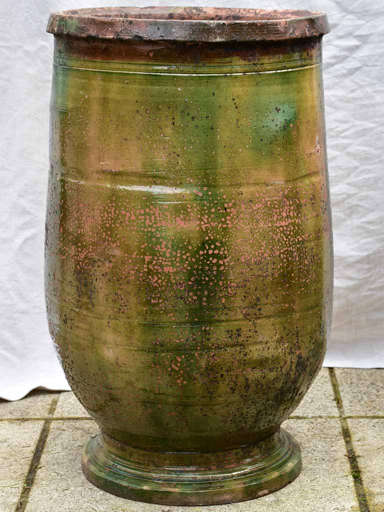 Collection of three 19th Century olive jars with green glaze