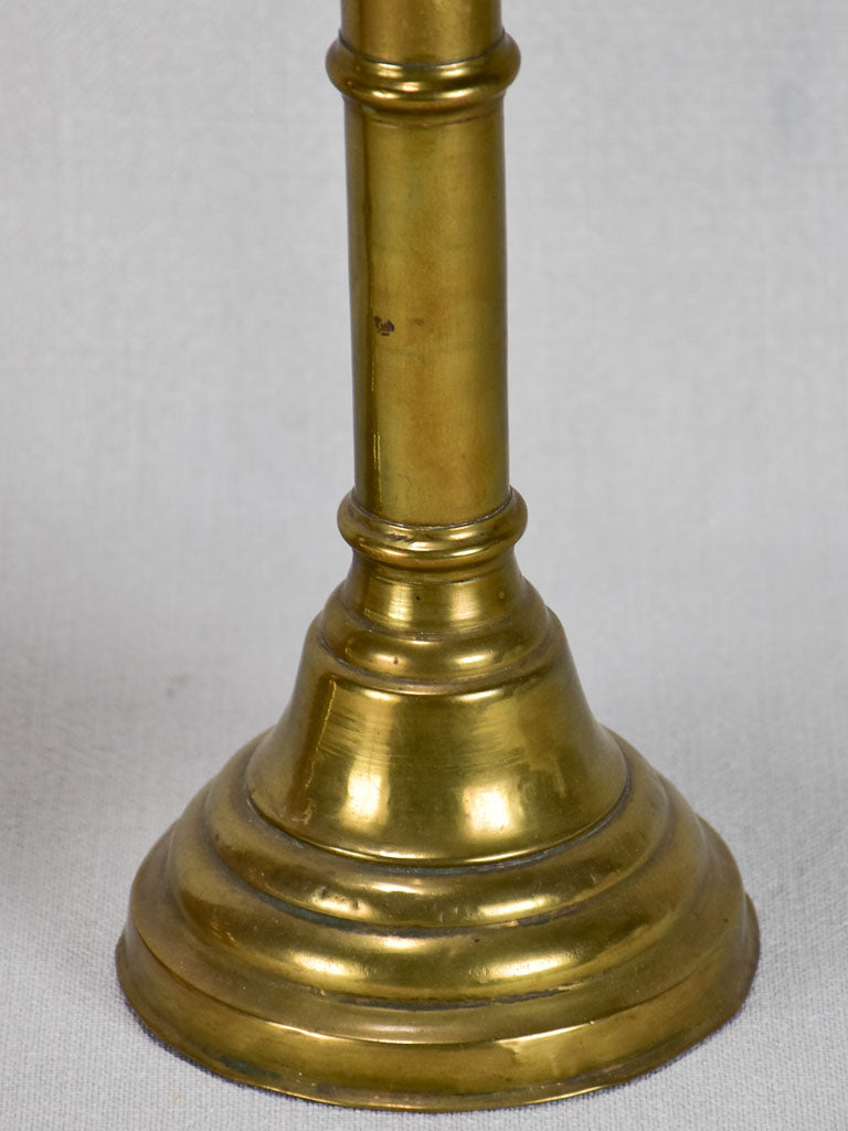 Floral engraved glass and brass candleholders