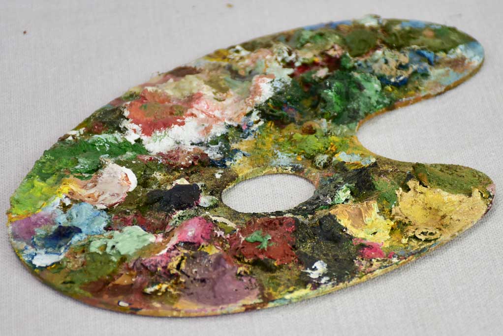 Classic antique French artist's paint palette 10¾" x 7½"