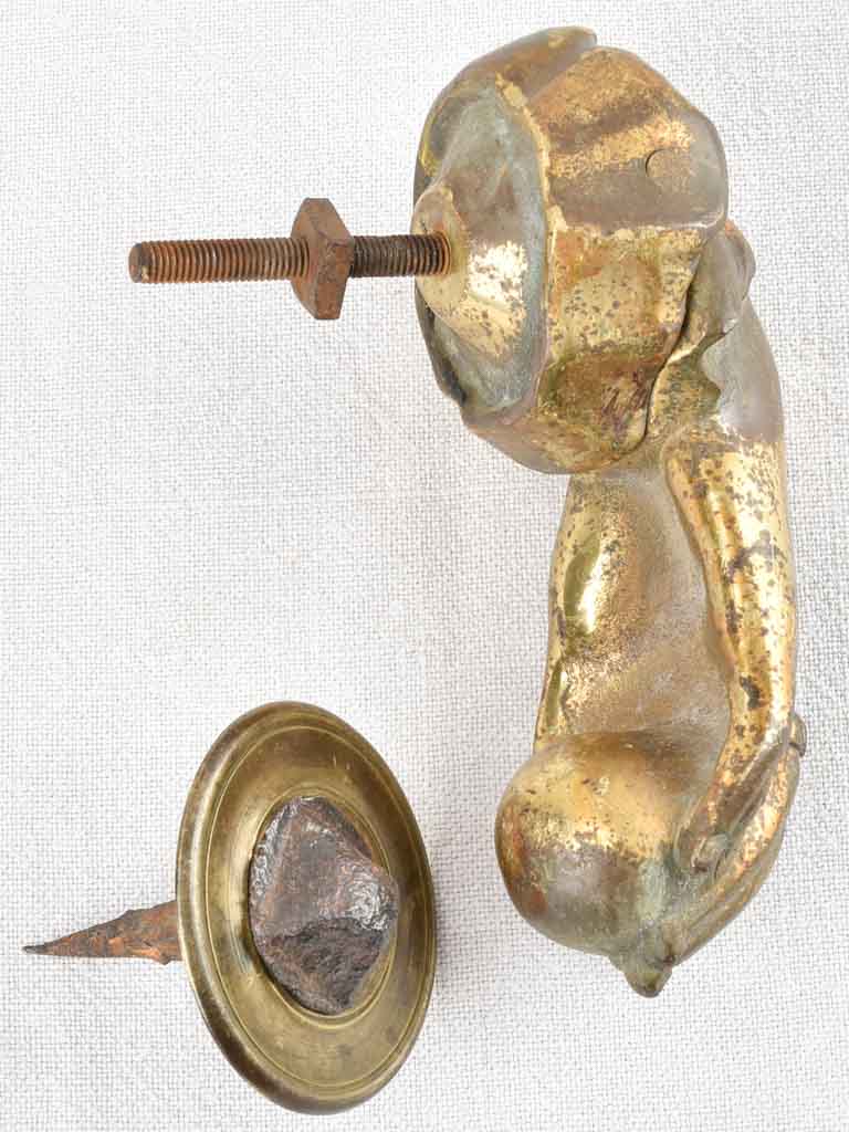 19th century bronze door knocker hand 7"