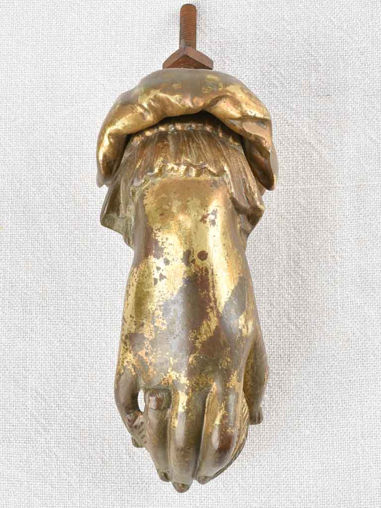 19th century bronze door knocker hand 7"