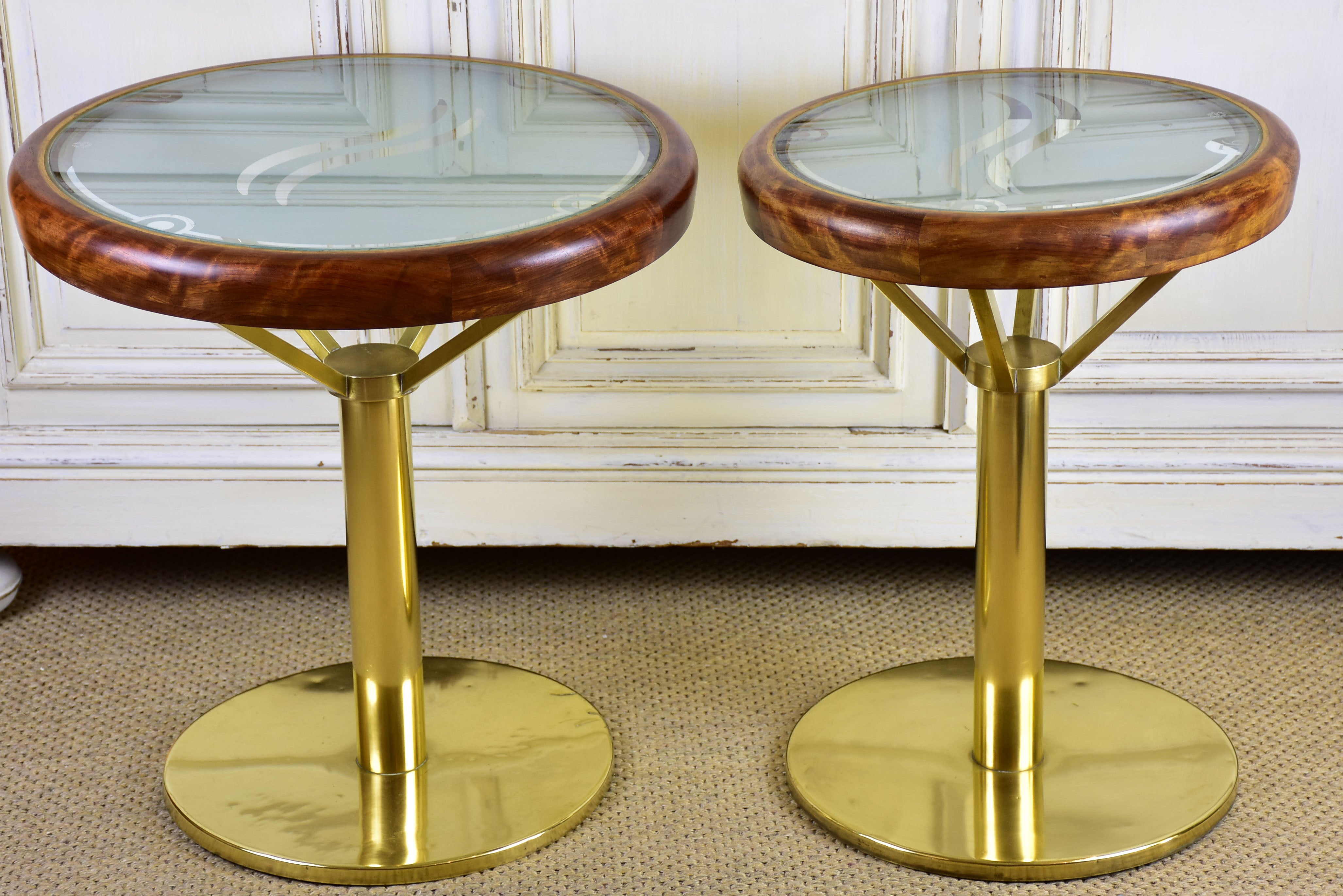 Pair of mid-century side tables from a yacht