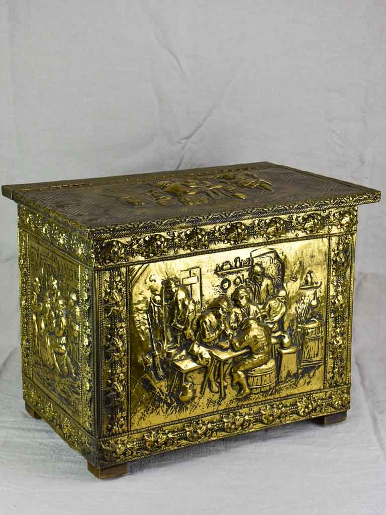 Antique French chest with brass moldings 20¾" x 13"