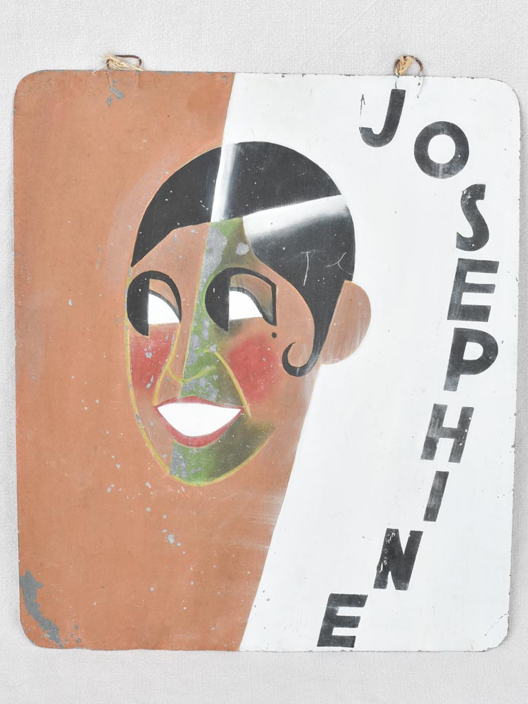 Josephine Baker sign, metal 16½" x 19¼", vintage