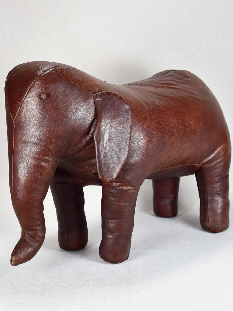 1970s leather footrest in the shape of an elephant