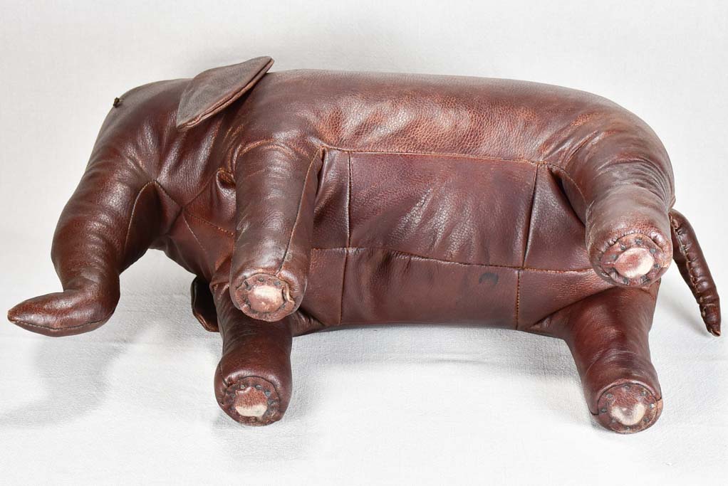 1970s leather footrest in the shape of an elephant