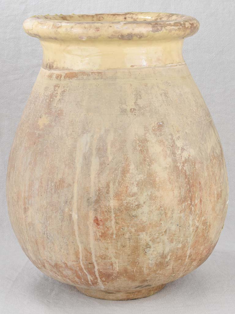 Olive jar, pale yellow glaze, 19th-century, 23¾"