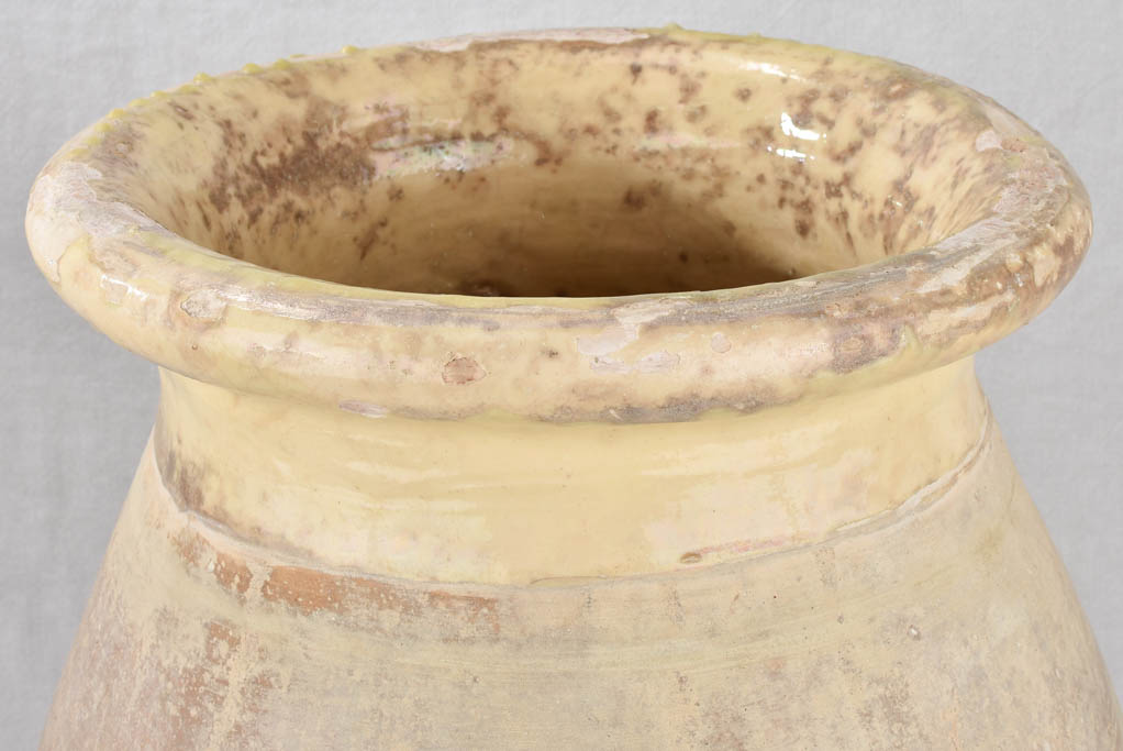Olive jar, pale yellow glaze, 19th-century, 23¾"