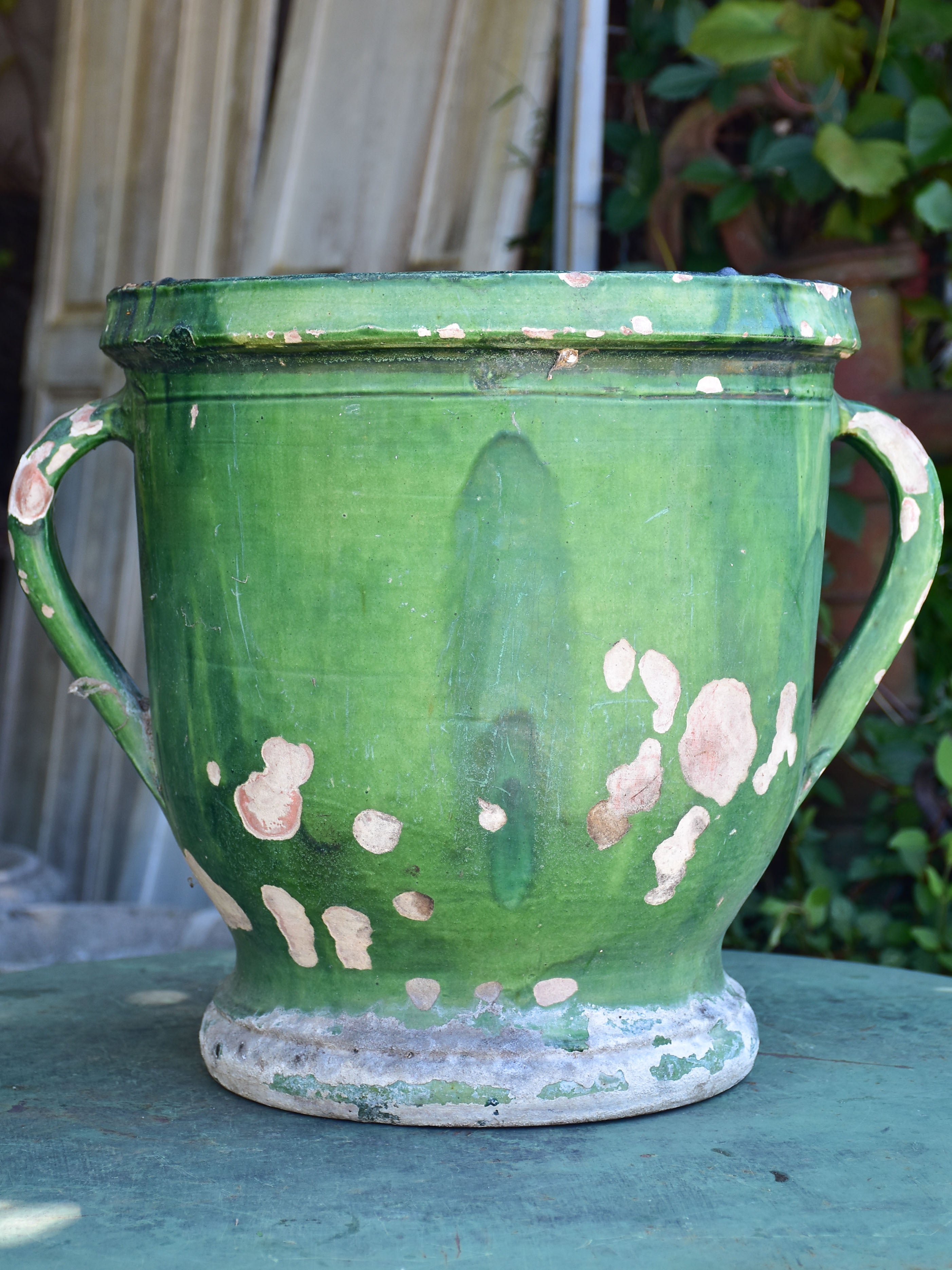 19th century Castelnaudary garden planter with green glaze