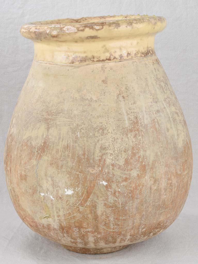 Olive jar, pale yellow glaze, 19th-century, 23¾"
