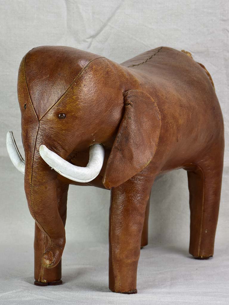 Mid century Spanish leather foot rest - elephant