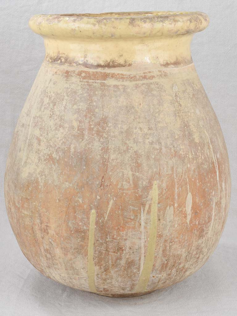 Olive jar, pale yellow glaze, 19th-century, 23¾"