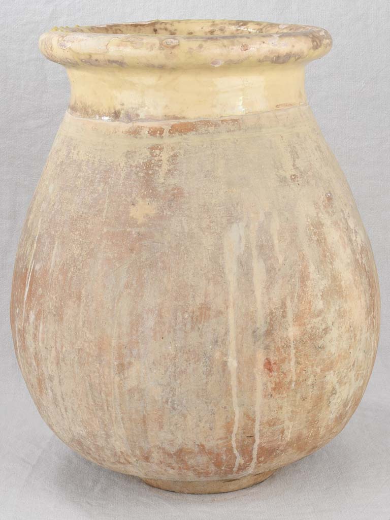 Olive jar, pale yellow glaze, 19th-century, 23¾"