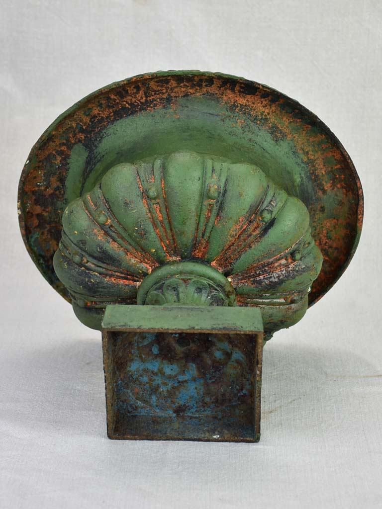 Small antique French cast iron Medici urn - green 11¾"
