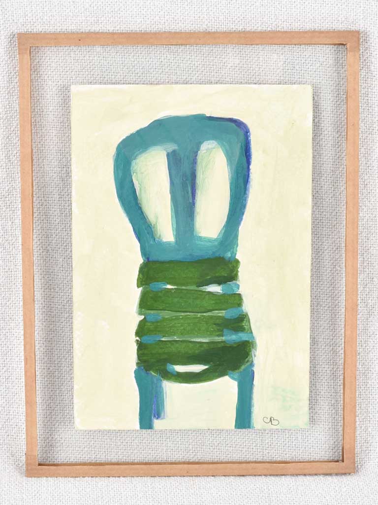 2 miniature paintings of slatted chairs - Caroline Beauzon 5½" x 7"