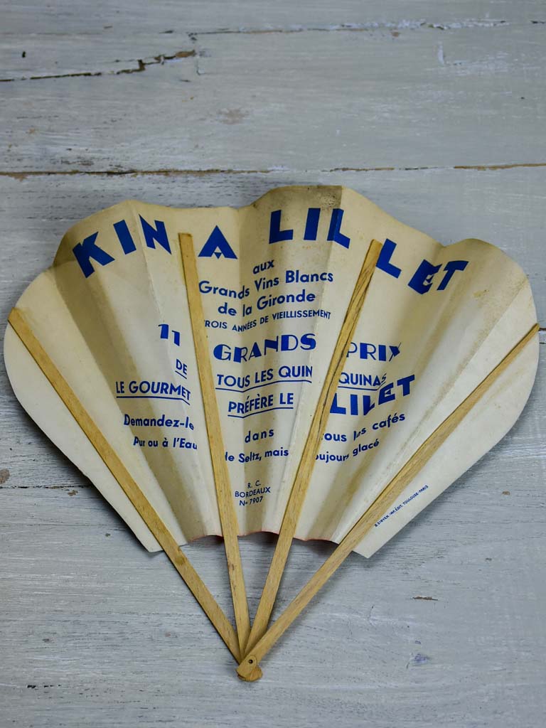 Mid Century Kina Lillet advertising paper fan