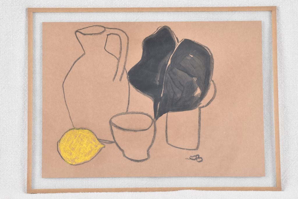 Still life, Pitchers, leaf and lemon, C. Beauzon