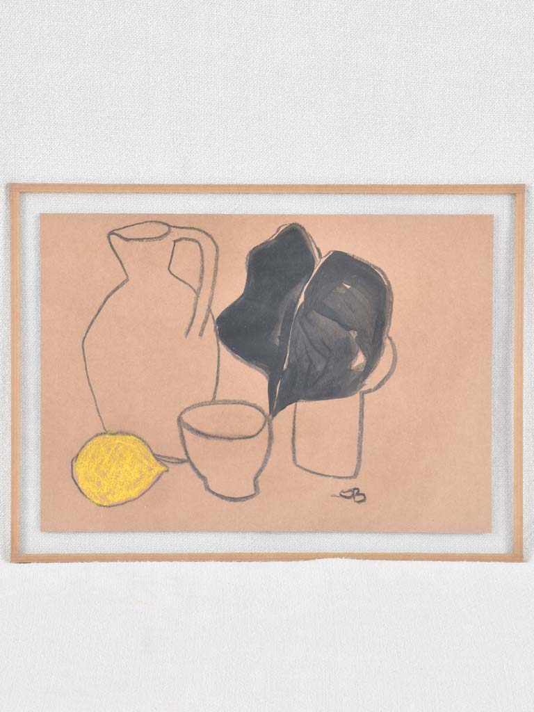 Still life, Pitchers, leaf and lemon, C. Beauzon