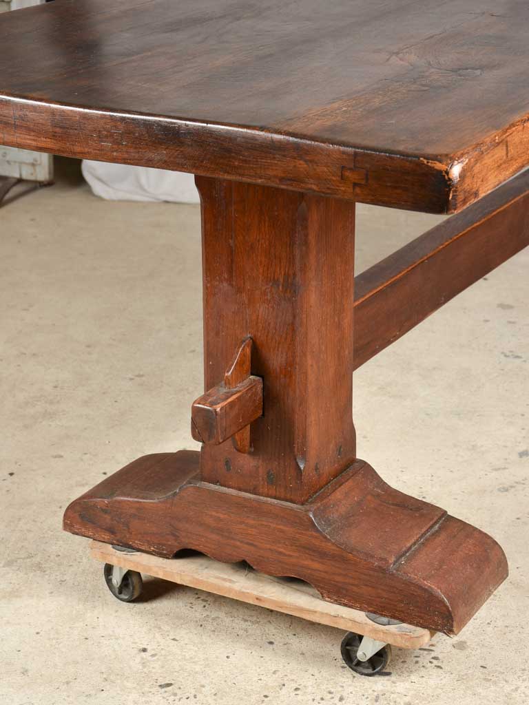 Large antique French oak monastery dining table 118½" x 34¾"