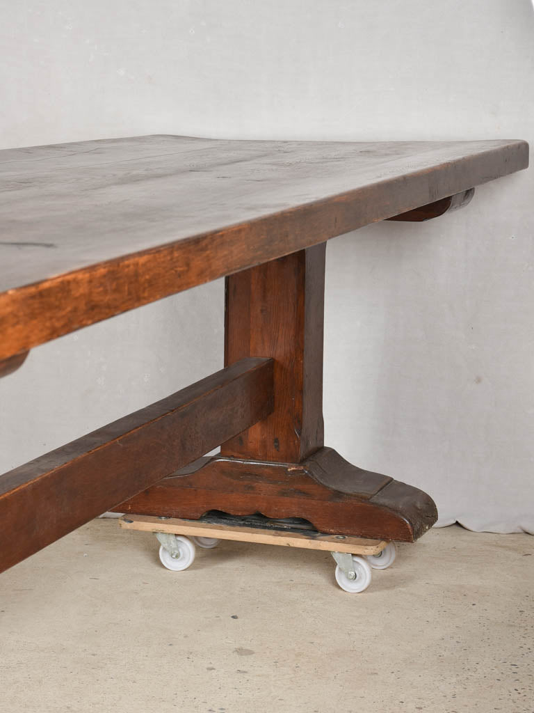 Large antique French oak monastery dining table 118½" x 34¾"