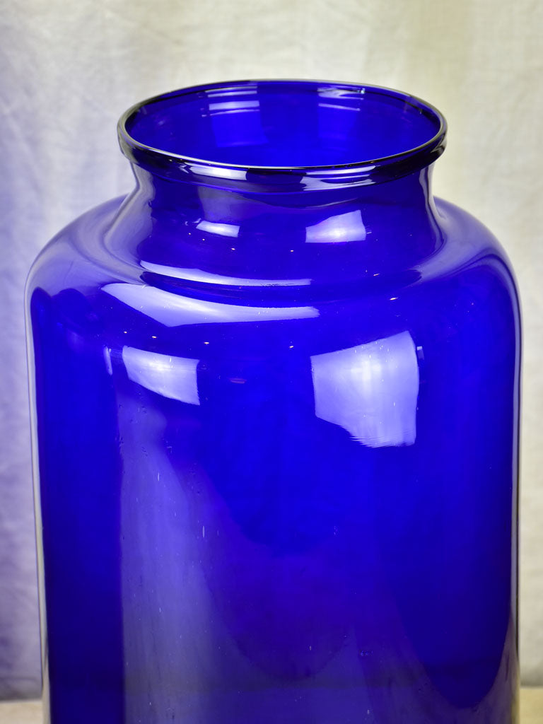 Pair of very large cobalt blue glass jars