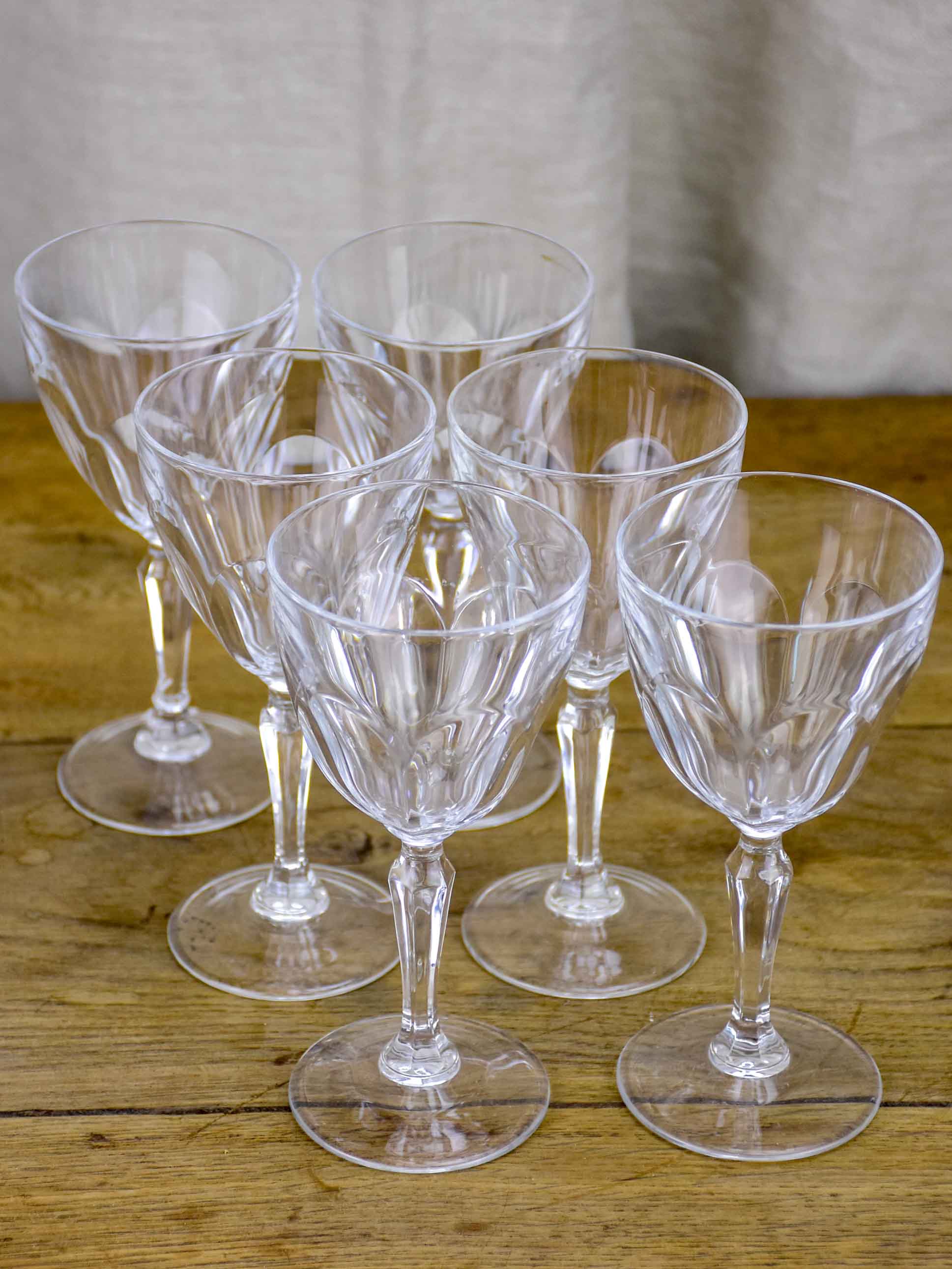 antique french crystal wine glasses Six classic antique French wine glasses