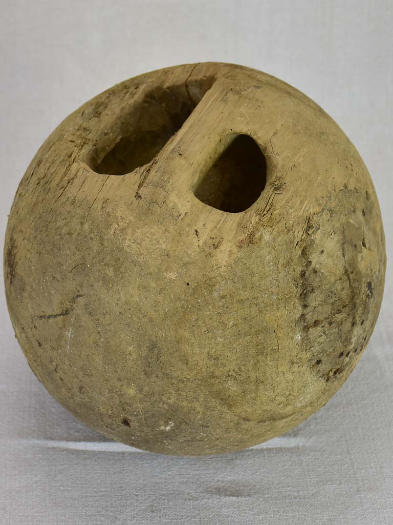 Pair of antique French wooden bowling balls 9"