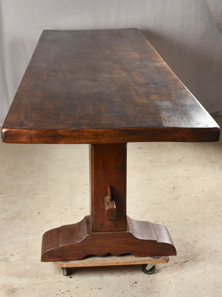 Large antique French oak monastery dining table 118½" x 34¾"