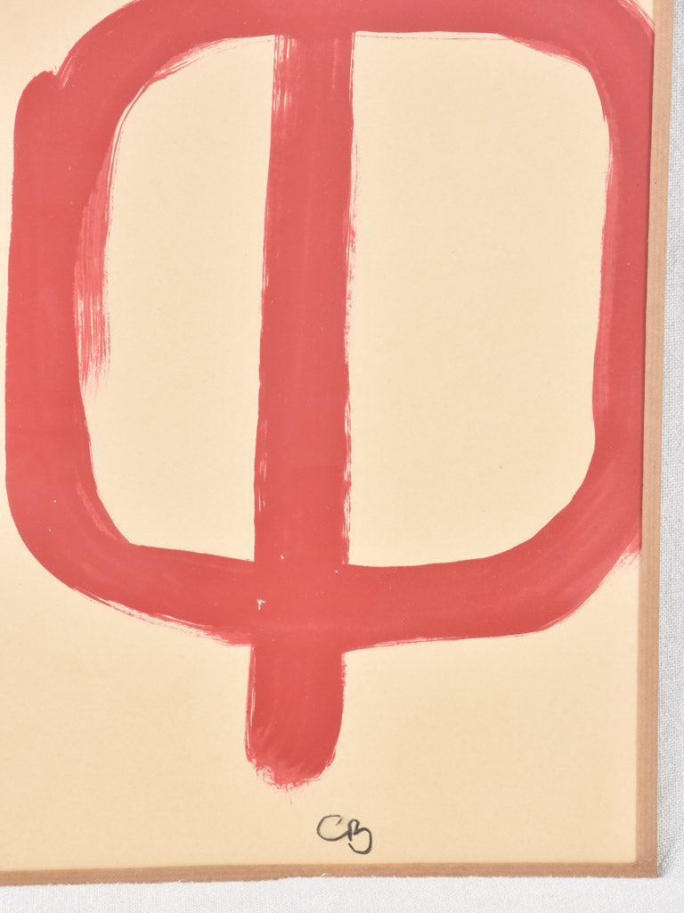 Abstract painting - red & white - Caroline Beauzon 19¾" x 25½"