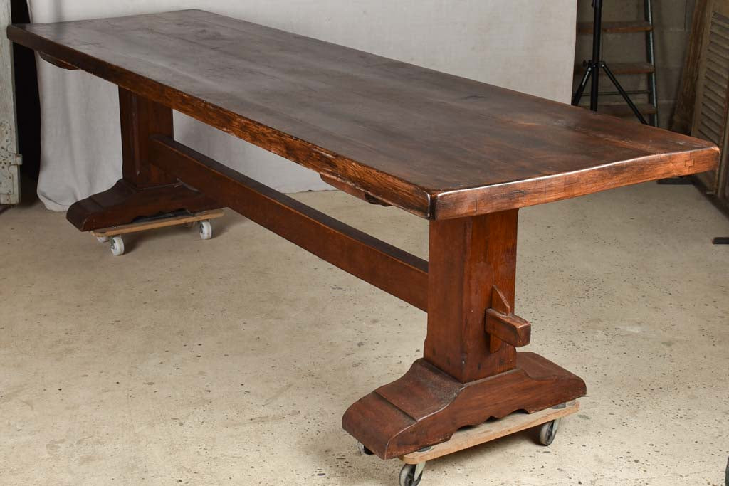 Large antique French oak monastery dining table 118½" x 34¾"