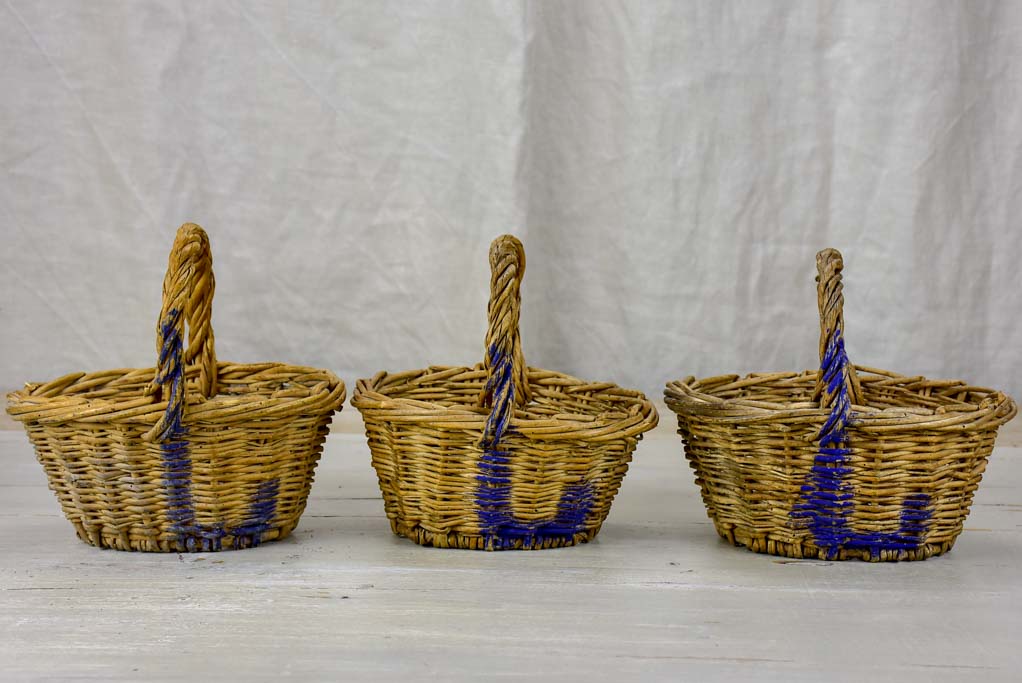 Two antique French raspberry baskets